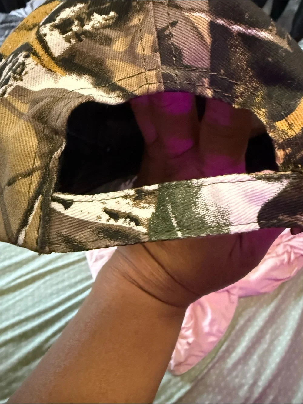 Embroidered 'Midwest Princess' Camo Baseball Cap in Pink